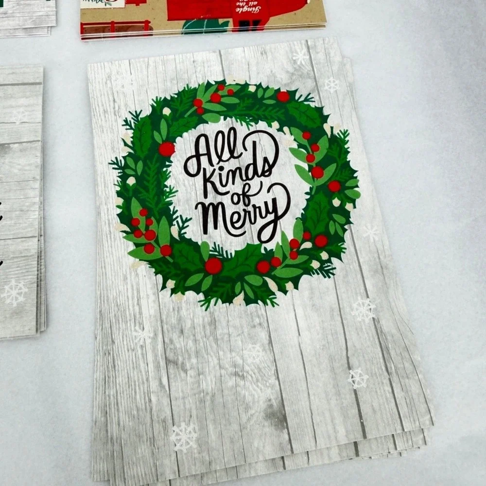 Hallmark Christmas Greeting Cards Buffalo Plaid Rustic Farmhouse Stationery Set